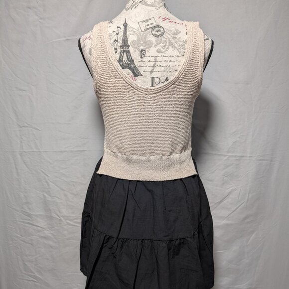 Elan Women's Two Tone‎ Beige Knit Top Black Skirt Sleeveless Dress Size Medium - Picture 4 of 7